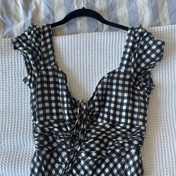 J. Crew Collection tie-neck cap-sleeve maxi dress in gingham, Size 8 - Picture 4 of 6